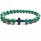 8mm Natural Stone Beaded Cross Bracelet