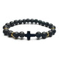 8mm Natural Stone Beaded Cross Bracelet